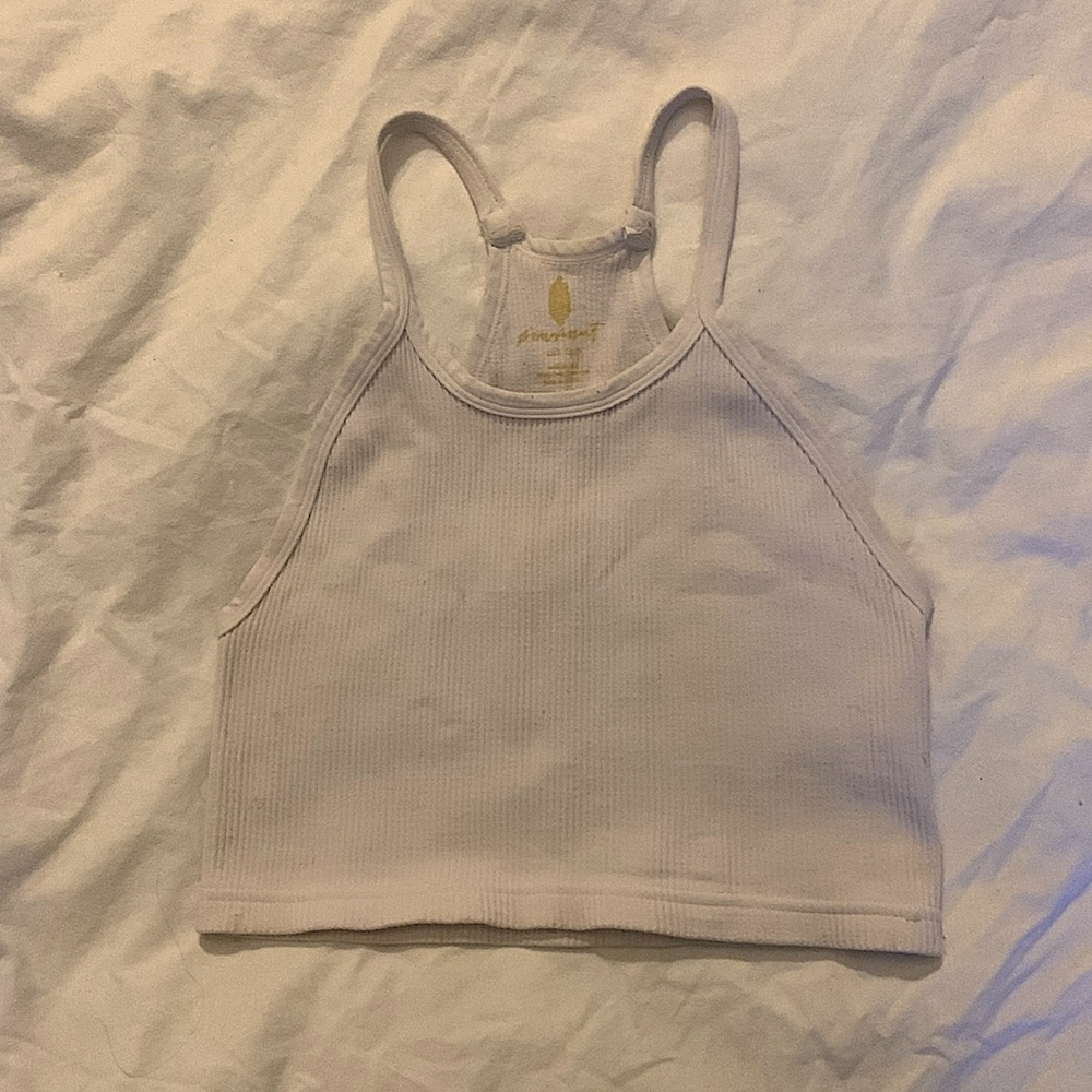 White Free People Happiness Tank Crop Top